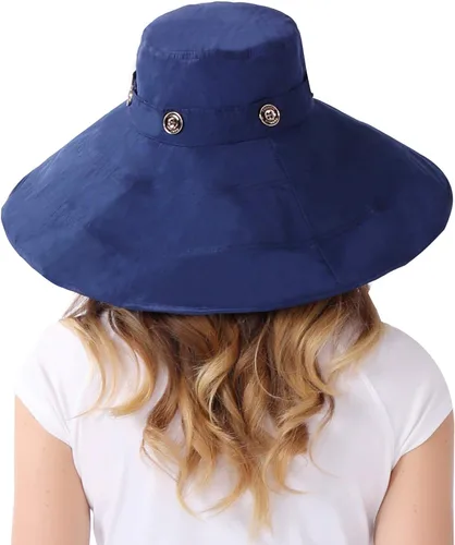 Vista 4 de Sombrero reversible para el sol UPF 50+ con ala extra grande, flexible, fácil de empacar, para la playa