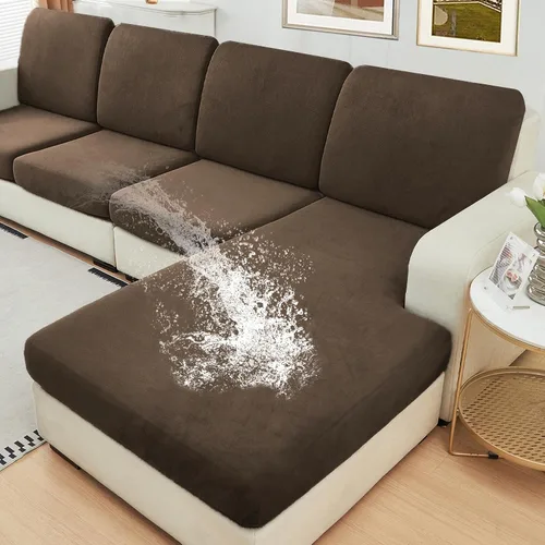 Vista 20 de NAISI Fundas de cojín impermeables de tela de terciopelo grueso lavable, 1 pieza, fundas individuales para sofá modular con parte inferior elástica