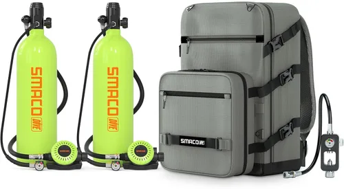 Vista 10 de SMACO Mini tanque de buceo 1.9L Tanque de buceo portátil (2 piezas) Reutilizable Buceo Pony Botella de Respaldo Cilindro de aire de buceo hasta 30