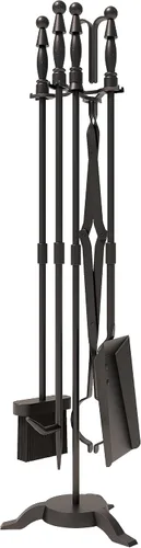 Vista 2 de Fire Beauty Juego de Herramientas para Chimenea de 5 Piezas de Hierro Forjado Juego de Herramientas para Chimenea de Exterior/Interior Juego