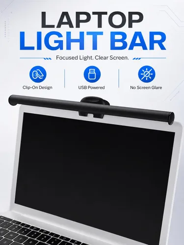 Vista 2 de Barra de luz para monitor de laptop, lámpara LED de lectura electrónica USB, 3 temperaturas de color ajustables, 10 niveles de brillo de atenuación