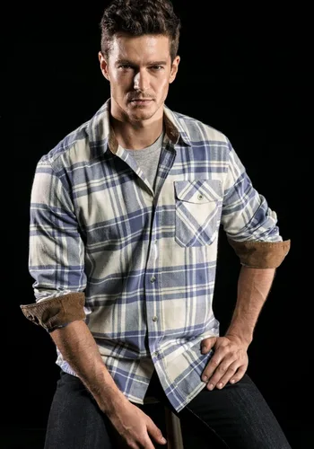Vista 4 de CQR - Camisa de franela de algodón a cuadros con botones y manga larga para hombre, algodón cepillado suave, camisa de estilo informal