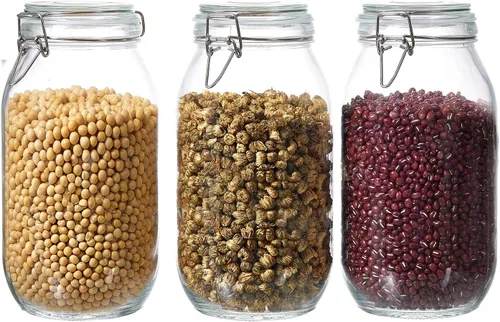 Vista 11 de Tarros de vidrio para almacenamiento de alimentos de 1 galón con tapas herméticas, juego de 1 – Recipientes transparentes con cierre de clip