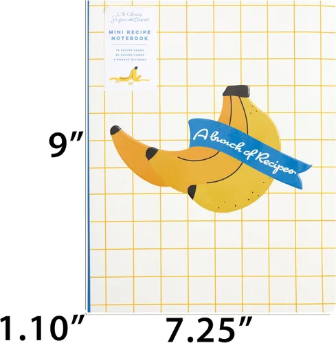 Vista 4 de C.R. Gibson Colección Bunch of Bananas - Papelería con dibujos divertidos para la cocina, 7.25 x 9 pulgadas, mini cuaderno de recetas