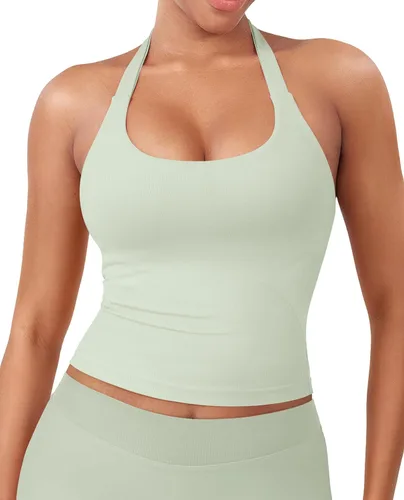 Vista 21 de YEOREO SoftHue Impact Halter - Camiseta sin mangas para mujer Blanco