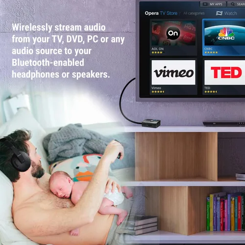 Vista 2 de Transmisor Bluetooth para audio de TV - Adaptador óptico Bluetooth 5.0 de baja latencia - Sin sincronización de labios - Digital Dual Stream Toslink