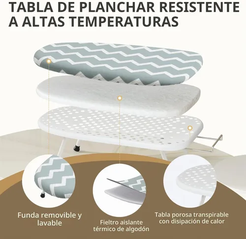 Vista 2 de Mini tabla de planchar de mesa, tabla de planchar compacta y plegable, tubo de acero grueso con cubiertas resistentes al calor, soporte de hierro