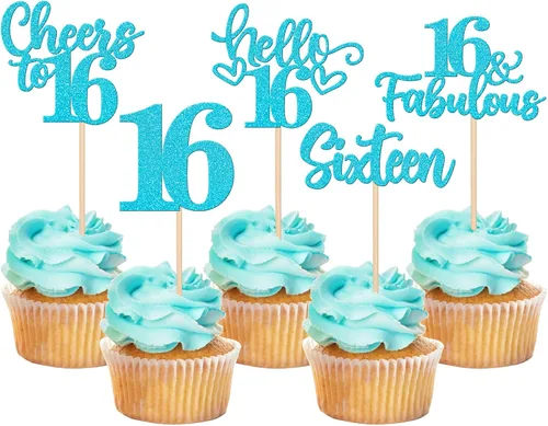 Vista 89 de 30 piezas de adornos para cupcakes de 12 cumpleaños feliz, brillantes doce, hola 12, felicitaciones a 12 años, adornos para cupcakes, 12