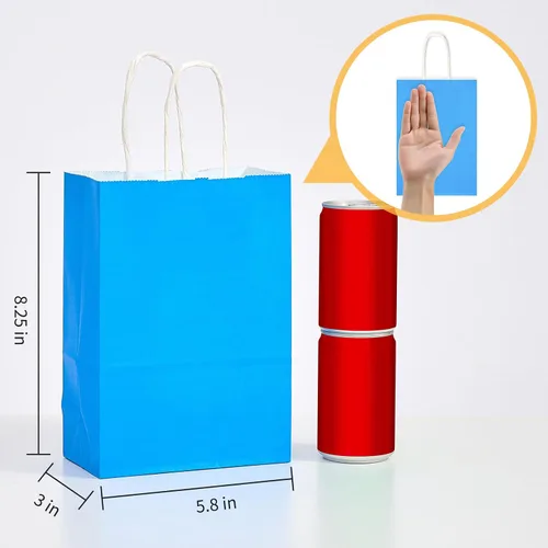 Vista 3 de XEMGUE Paquete de 36 bolsas de regalo pequeñas con asas, 10 coloridas bolsas de papel para recuerdos de fiesta de cumpleaños de niños, baby shower