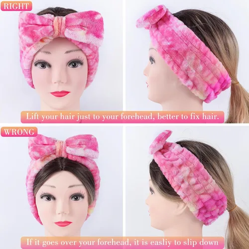 Vista 5 de DiyJibb Diadema de spa de 9 piezas para lavar la cara, cuidado de la piel, diadema y pulsera, para mujeres, adolescentes, niñas, para lavar la cara