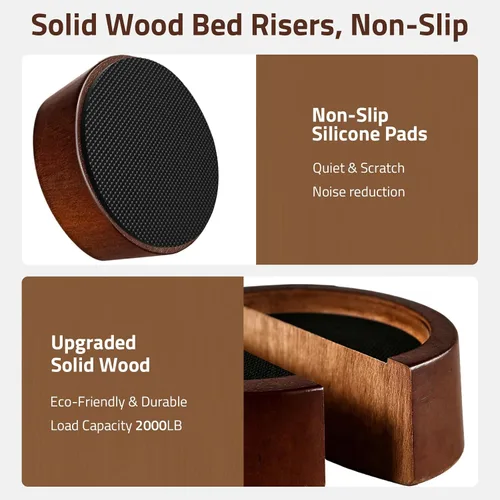 Vista 5 de Bloques de Madera para Elevar la Cama - Extensoes de Altura para Muebles de 1 Pulgada en Círculo para Sofá, Sofá Cama, Escritorio, Silla, Mesa, Base