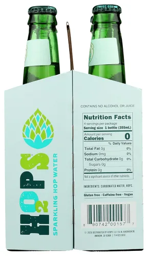 Vista 2 de H2OPS Agua de lúpulo con gas - Original, 0 alcohol, 0 calorías, (4, botellas de vidrio de 12 onzas) elaborada artesanalmente, lúpulo premium