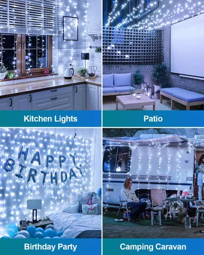 Vista 6 de 380 luces LED de Navidad de 125 pies, guirnalda de luces para exteriores, impermeables, temporizador y memoria, 8 modos regulables, para árbol