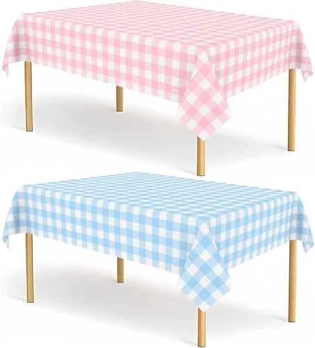 Vista 31 de Paquete de 2 manteles de plástico a cuadros en blanco y negro para fiestas, desechables de 54 x 108 pulgadas, mantel rectangular con bandera a