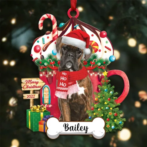 Vista 102 de Amantes de los perros de Navidad – Navidad de perros disponibles para muchos perros Shi Tzu – Adorno con forma personalizada, adorno de Navidad