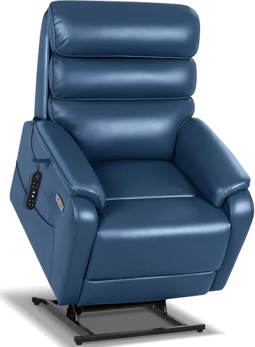 Vista 19 de EONIX Silla Reclinable Eléctrica de Doble Motor Completamente Reclinable para Ancianos, Sillas Elevadoras Eléctricas de Cuero Sintético para Negro