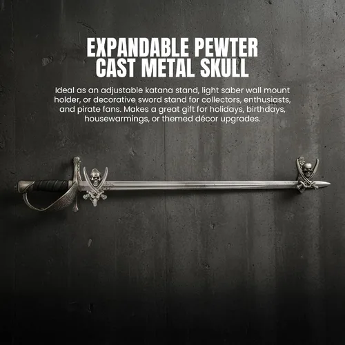 Vista 6 de Szco Supplies Colgador de espada ajustable estilo pirata de metal fundido de 2 pulgadas