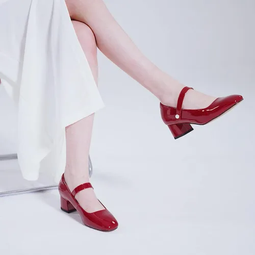Vista 3 de Naiyee Mary Jane Shoes Women Chunky Heel Ankle Strap Dress Shoes for Women Low Heels Close Rounded Toe Pumps