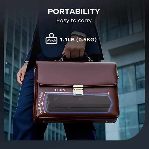 Vista 3 de PRT Impresora portátil térmica portátil, impresora Bluetooth sin tinta para Negro espacial