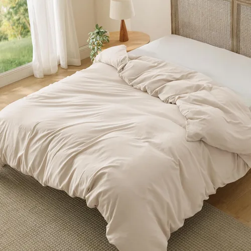 Vista 14 de Bedsure Funda de edredón prelavada solamente, sensación de algodón, blanco 00 - Blanco (solo funda de edredón)