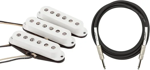 Vista 19 de Fender Paquete de pastillas Stratocaster silenciosas Gen 4 con cable de instrumento