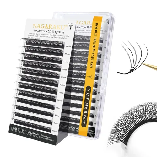 Vista 55 de NAGARAKU Extensiones de pestañas prefabricadas en abanico 3D W 0.05 C 0.315 0.05-C 3D W