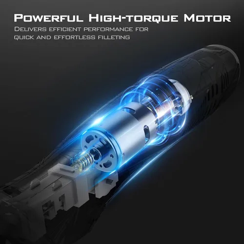 Vista 6 de KastKing Cuchillo de filete eléctrico inalámbrico con cuchillas afiladas de 7 y 9 pulgadas (Speed Demon Pro), recargable, de alta velocidad