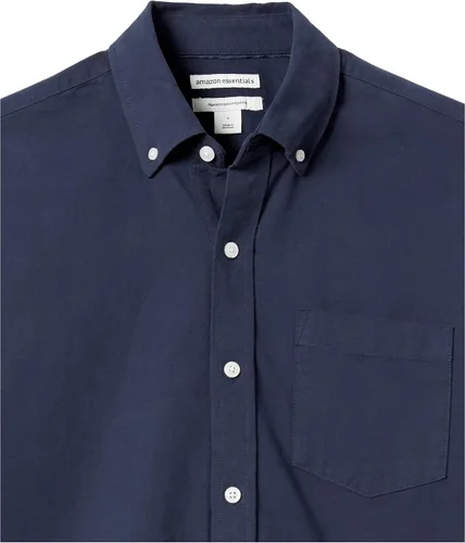 Vista 5 de Camisa Tienda Essentials oxford ajuste regular de manga corta con bolsillo para hombre