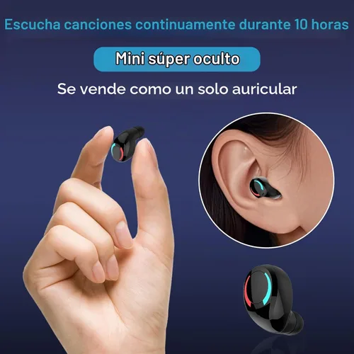 Vista 2 de Mini auricular Bluetooth de un solo auricular inalámbrico pequeño, auriculares invisibles, auricular individual con 10 horas de tiempo de Negro