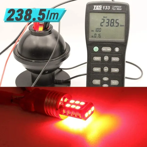 Vista 7 de Syneticusa 3156 3157 Bombillas de luces de freno LED estroboscópicas rojas súper brillantes de cuña de alta potencia 3535 LED 12V luces de parada