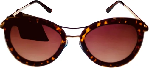 Vista 2 de Lucky Brand Gafas de sol de plástico tipo ojo de gato para mujer, luna de lente marrón, Carey