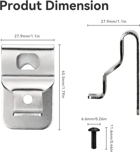 Vista 7 de Clips de cinturón para Dewalt, 6 piezas de clips para herramientas de perforación de acero inoxidable 304 con tornillos para Dewalt N268241 N086039