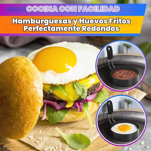 Vista 7 de 2 anillos de huevo para freír huevos, molde redondo de acero inoxidable de 2.89 pulgadas, mango plegable, resistente al calor y no deformable