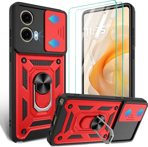 Vista 30 de Gritup Funda para Moto G Stylus 5G-2021 con cubierta deslizante para cámara 1 paquete de protectores de pantalla HD Soporte de metal giratorio