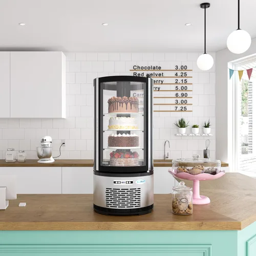 Vista 5 de KoolMore Vitrina de panadería de encimera refrigerada circular de 19 pulgadas con estantes de vidrio en negro (CDUR-3C)