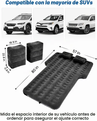 Vista 8 de JOYTUTUS Colchón de aire para SUV, cama de campamento 3.0 engrosada para automóvil, camping, colchón inflable, antifugas, con 2 almohadas y bomba
