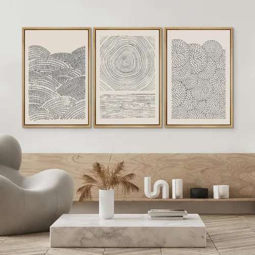 Vista 41 de SIGNWIN Lienzo enmarcado para pared, juego de arte neutro de bosque brumoso, ilustraciones en tono tierra, arte moderno, decorativo, bohemio