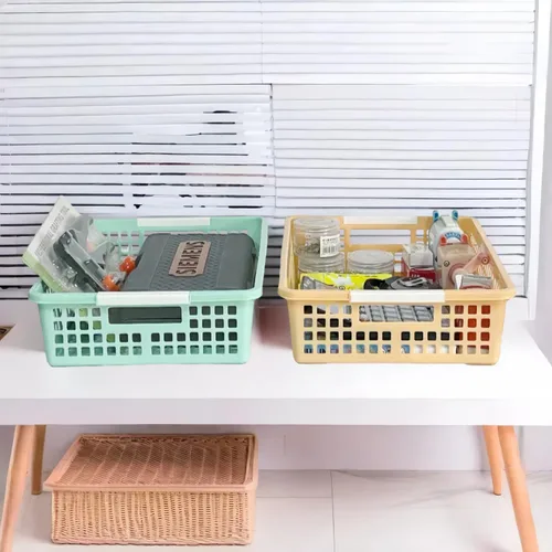 Vista 6 de Paquete de 6 bandejas de papel de plástico para aulas, organizadores coloridos para suministros escolares, organización de aula y bandeja