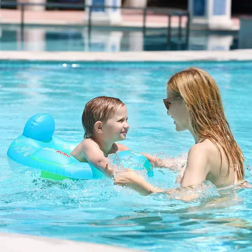 Vista 7 de Flotador inflable de piscina para bebé, asiento de piscina para niños de 2 a 4 años (azul, grande)