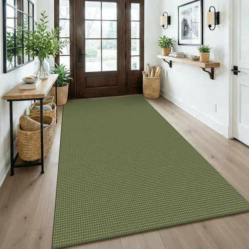 Vista 256 de KOZYFLY - Tapete para puerta de interior, lavable, pequeña, antideslizante, con respaldo de goma, felpudo de algodón para el hogar, color negro