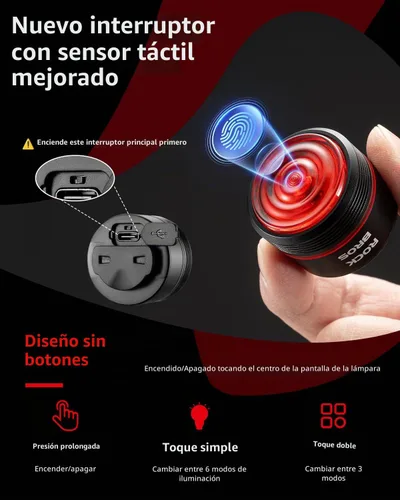 Vista 2 de ROCKBROS Luz trasera de bicicleta inteligente Luz trasera de bicicleta Luz
