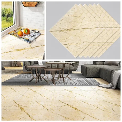 Vista 2 de CHICHOME Paquete de 6 azulejos de suelo impermeables de 12 x 12 pulgadas para despegar y pegar, azulejos de vinilo autoadhesivos extraíbles
