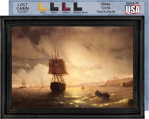 Vista 18 de Lost Cabin Dusk on the Golden Horn de Ivan Aivazovsky Impresión en marco plano negro Reproducción de pinturas de obras de arte finas Regalo