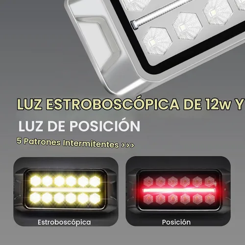 Vista 2 de Agrieyes Luces estroboscópicas ámbar 2 en 1, con luz de posición roja, luces intermitentes de base de aluminio para vehículos de rescate, luces LED