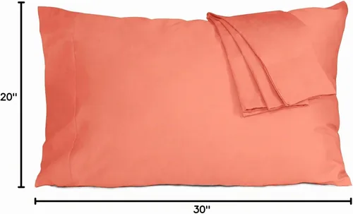 Vista 9 de Juego de 2 fundas de almohada tamaño Queen 100% algodón percal Coral