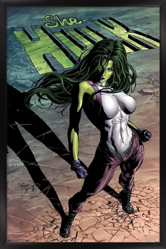 Vista 9 de Trends International Marvel Comics She-Hulk - Póster de pared #29 de She-Hulk, 14.725 x 22.375 pulgadas, versión enmarcada de madera de granero