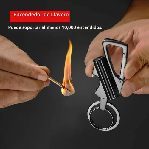 Vista 2 de Encendedor de llama permanente Infinity, llavero con abrebotellas multiusos, cerilla reutilizable, llavero de llama eterna para supervivencia al