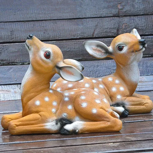 Vista 7 de 2 figuras de ciervo de resina de jardín, estatuas de ciervos modelo animal para patio y jardín, modelo animal de arte, adorno de decoración