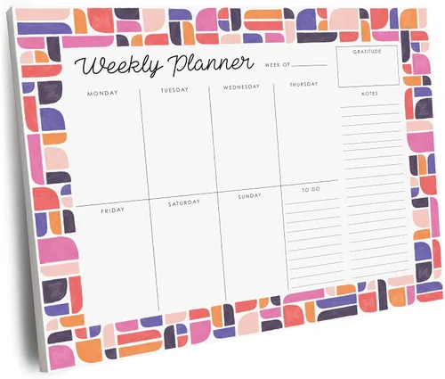 Vista 11 de Bloc de agenda semanal, 52 hojas tamaño carta desprendibles, 8.5” x 11” agenda semanal sin fecha, planificador de escritorio, bloc de notas