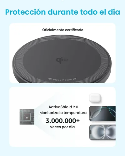 Vista 4 de Anker Zolo - Cargador inalámbrico magnético, certificado Qi2 de 15 W, almohadilla de carga inalámbrica compatible con MagSafe, para iPhone